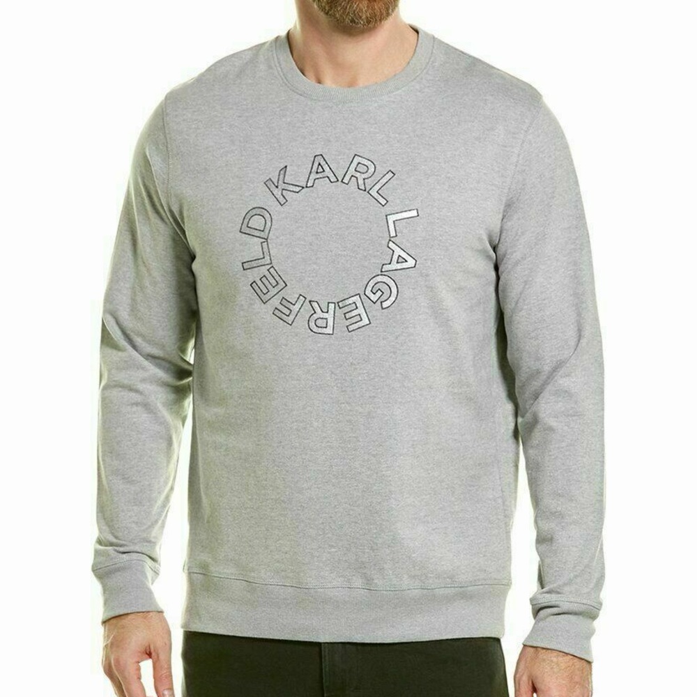 Karl Lagerfeld Heather Gray Logo Pullover Size‎ XL
